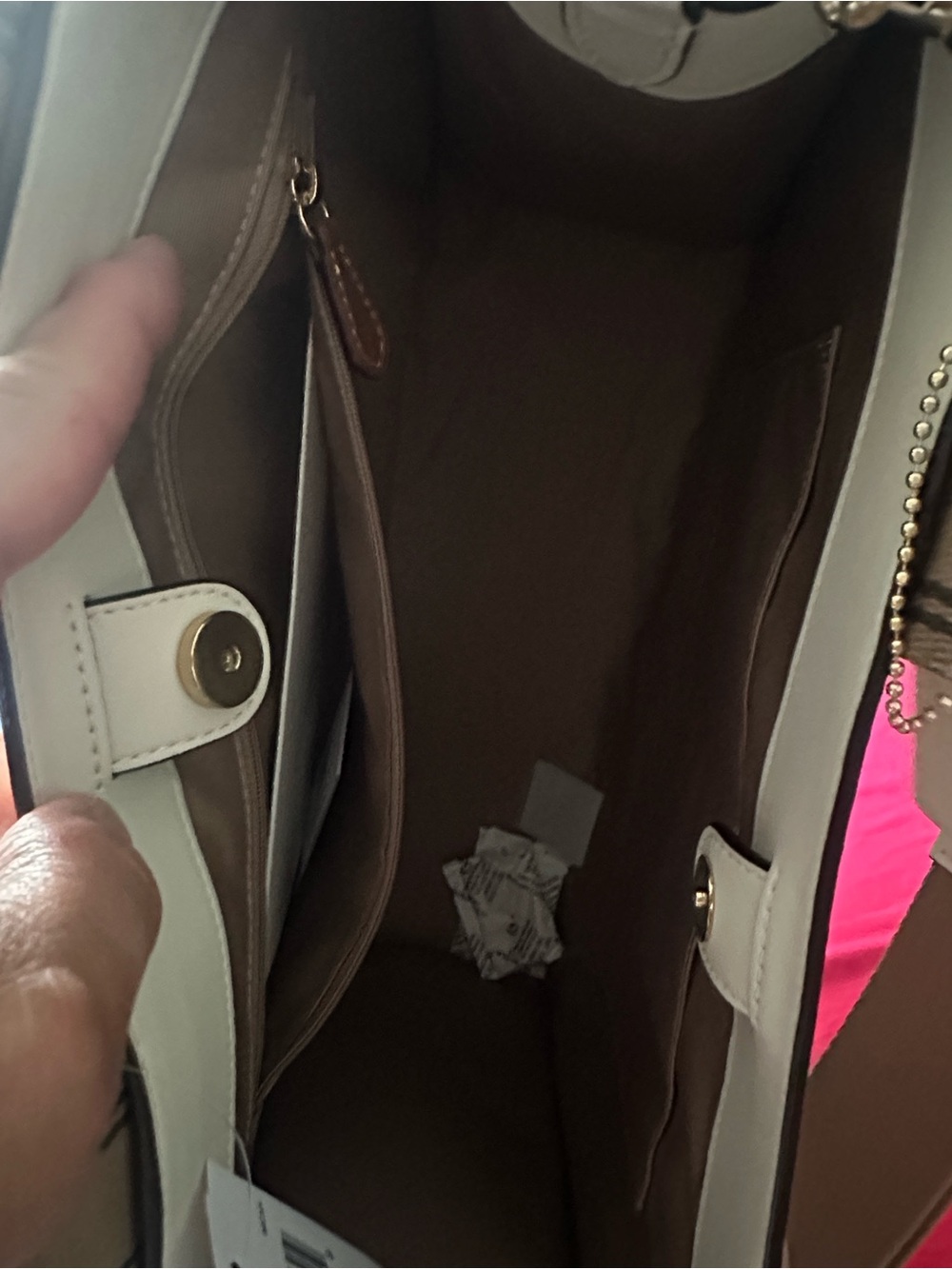 Coach Tote Bag Gold/Chalk Multi - Picture 5 of 7